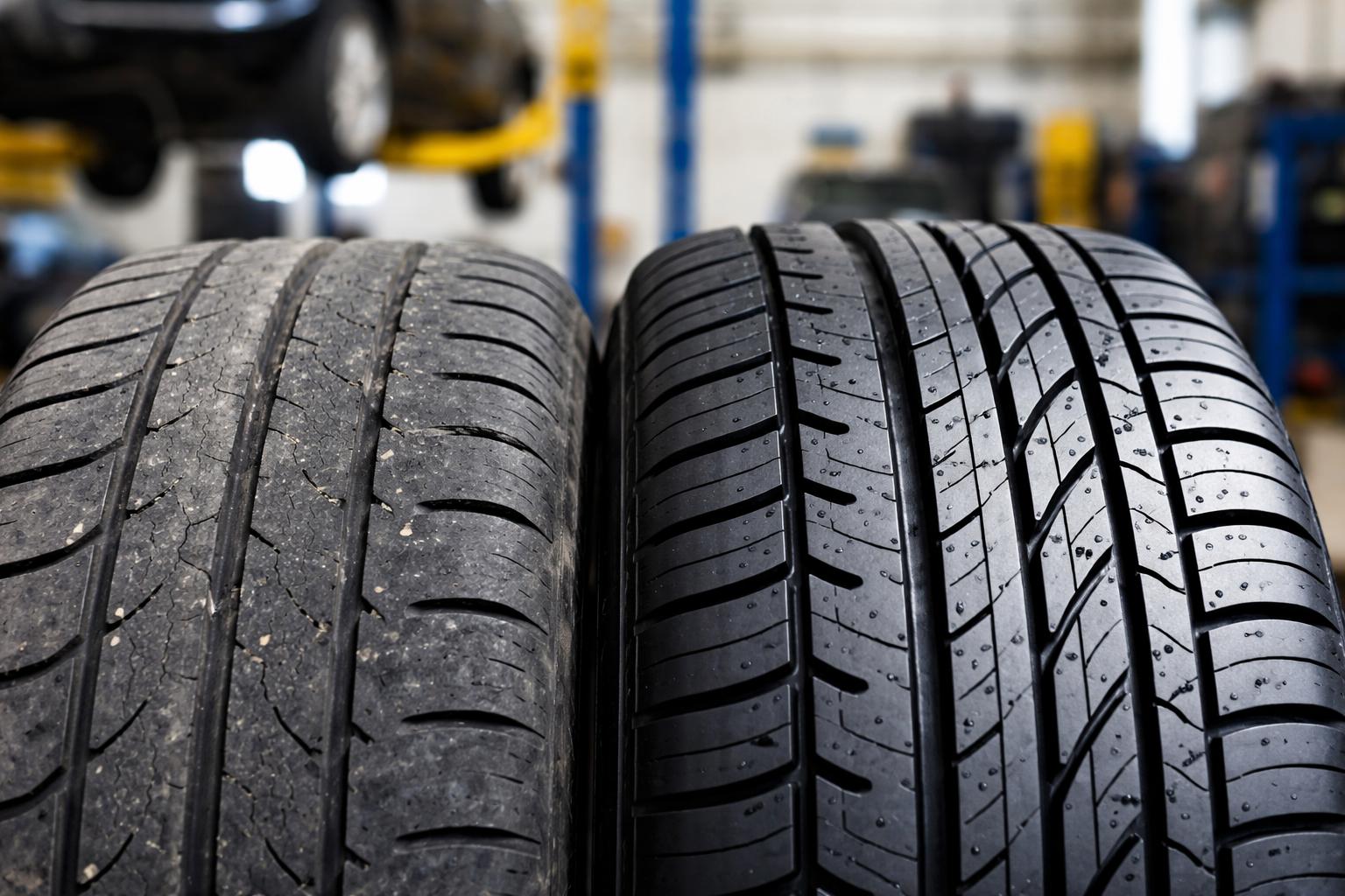 Close-up of a car tire tread