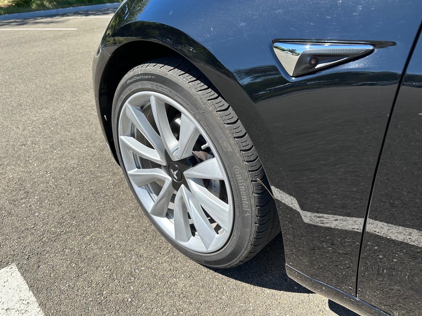Continental ProContact RX tire mounted on a Tesla Model 3