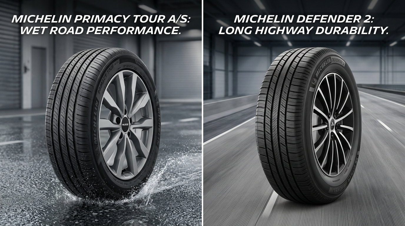 Michelin Primacy Tour A/S vs. Defender 2: Is the 80,000-Mile Warranty Worth the Tradeoff?