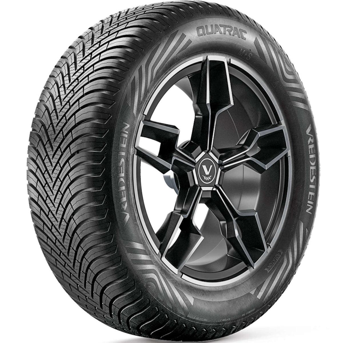 Michelin CrossClimate 2 and Vredestein Quatrac mounted side by side on compact car wheels with snowflake sidewall symbols visible