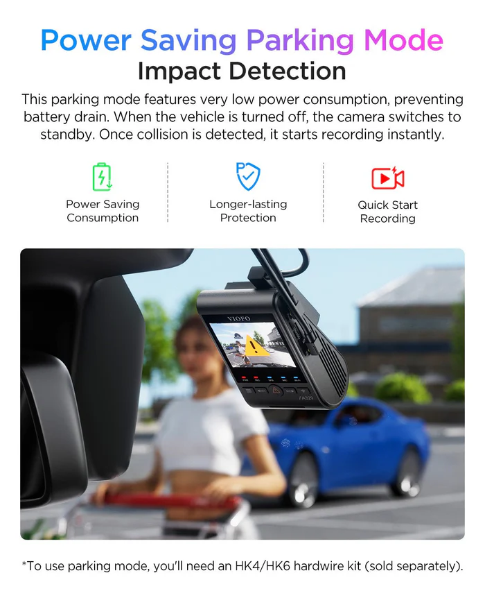 VIOFO A329S dash cam mounted on a windshield